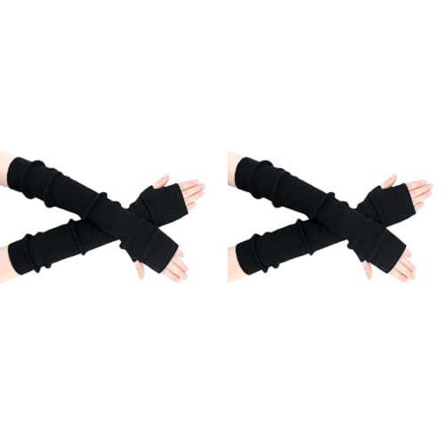 PALAY® Arm Warmers for Women Long Fingerless Gloves Winter Knitted Y2K Sleeves for Teen Girls Fashion Half Finger Hand Wrist Warmer Daily Party Hip Hop Black 2PCS PALAY® Arm Warmers for Women Long Fingerless Gloves Winter Knitted Y2K Sleeves for Teen Girls Fashion Half Finger Hand Wrist Warmer Daily Party Hip Hop Black 2PCS